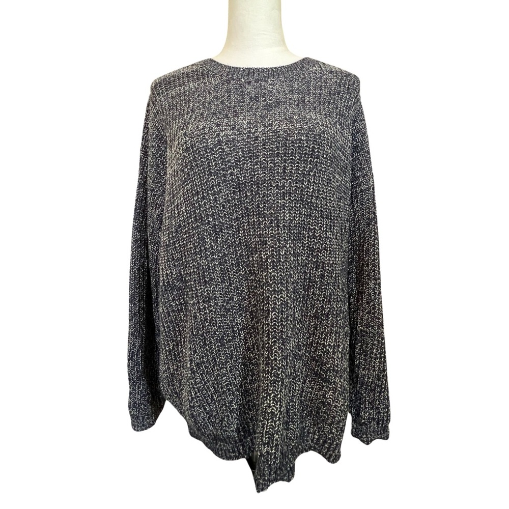 Navy blue knit sweater with hearts on elbows